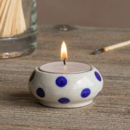Graham and Green Black Leaf Ceramic Tealight Holder - thumbnail 4