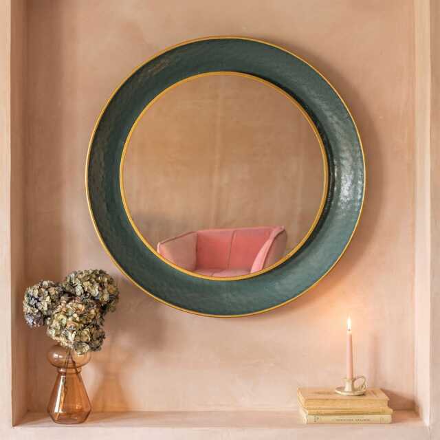 Graham and Green Large Round Teal Mirror - image 1