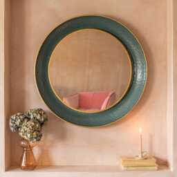 Graham and Green Large Round Teal Mirror - thumbnail 1