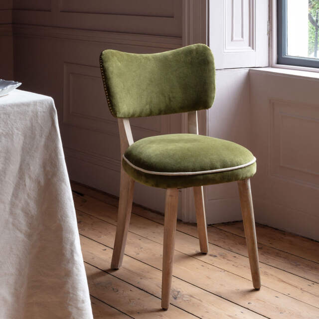 Graham and Green Olive Velvet Upholstered Dining Chair - image 1