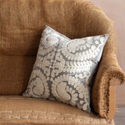 Graham and Green Lucia Sand Velvet Small Square Cushion - thumbnail 2