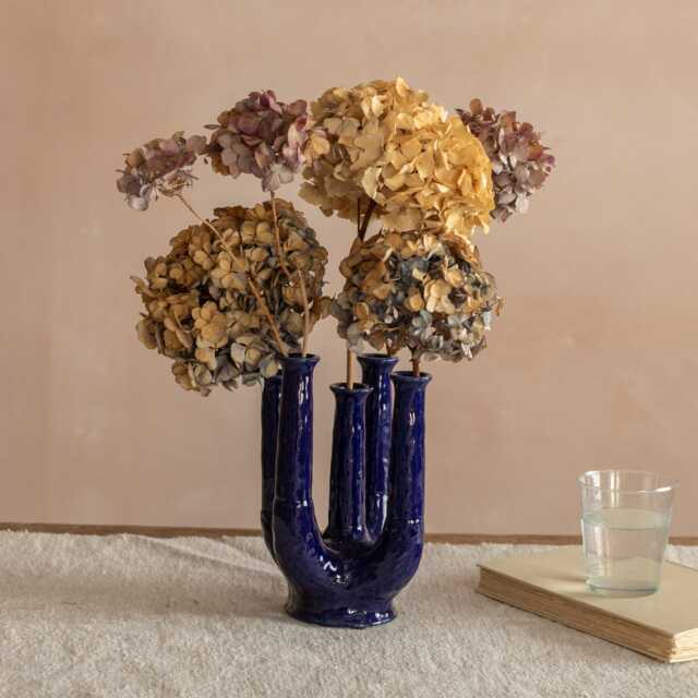 Graham and Green Blue Ceramic Multi-Stem Vase - image 1