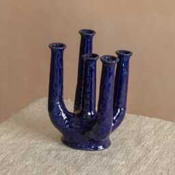 Graham and Green Blue Ceramic Multi-Stem Vase - thumbnail 2