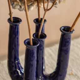 Graham and Green Blue Ceramic Multi-Stem Vase - thumbnail 4