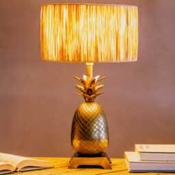 Graham and Green Antique Brass Pineapple Square Base Table Lamp - thumbnail 2
