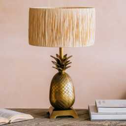 Graham and Green Antique Brass Pineapple Square Base Table Lamp - thumbnail 1