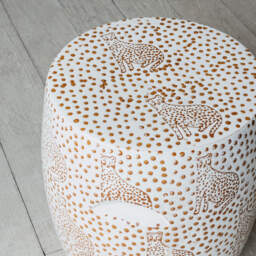 Graham and Green White Leopard Stool - thumbnail 4