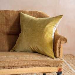 Graham and Green Pale Sage Velvet & Linen Backed Large Square Cushion - thumbnail 3