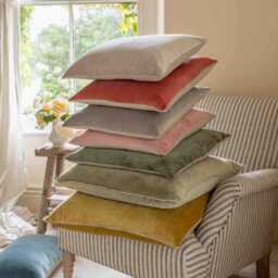 Graham and Green Pale Sage Velvet & Linen Backed Large Square Cushion - thumbnail 2