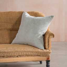 Graham and Green Pale Sage Velvet & Linen Backed Large Square Cushion - thumbnail 4