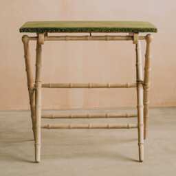 Graham and Green Moss Velvet Top Wooden Card Table - thumbnail 4