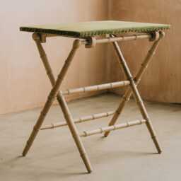 Graham and Green Moss Velvet Top Wooden Card Table - thumbnail 1