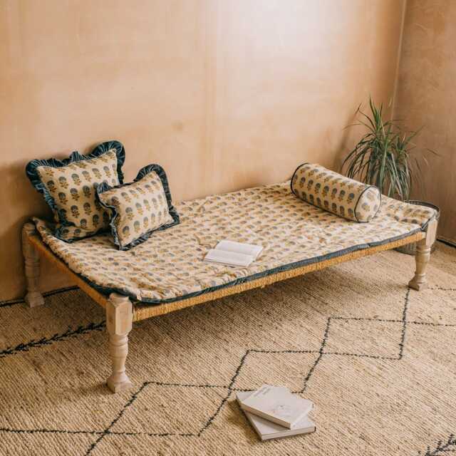 Graham and Green Asta Hand-Block Printed Day Bed Mattress - image 1