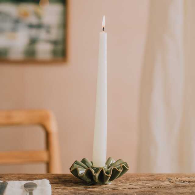 Graham and Green Green Porcelain Frill Candle Holder - image 1