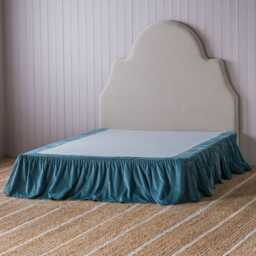 Graham and Green Single Smoke Blue Velvet Frill Edged Valances - thumbnail 2