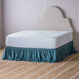 Graham and Green Single Smoke Blue Velvet Frill Edged Valances