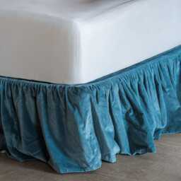 Graham and Green Single Smoke Blue Velvet Frill Edged Valances - thumbnail 2