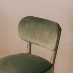 Graham and Green Rigby Moss Green Velvet Kitchen Stool with Natural Legs - thumbnail 2