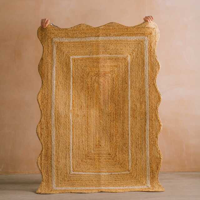 Graham and Green Scalloped Natural & White Jute Rug - 180 x 120cm - image 1