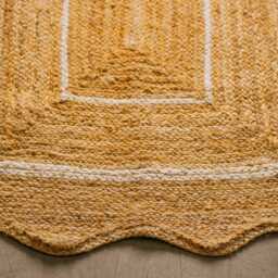 Graham and Green Scalloped Natural & White Jute Rug - 180 x 120cm - thumbnail 3