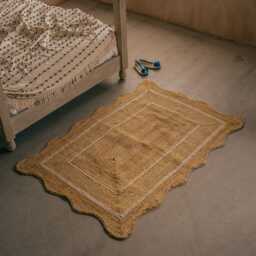 Graham and Green Scalloped Natural & White Jute Rug - 180 x 120cm - thumbnail 2