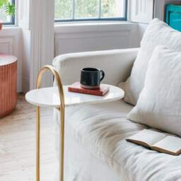 Graham and Green Axton White Marble Side Table - thumbnail 2