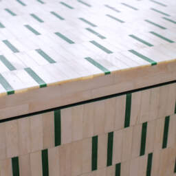 Graham and Green Zarina Green Stripe Bone Inlay Chest of Drawers - thumbnail 3