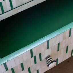 Graham and Green Zarina Green Stripe Bone Inlay Chest of Drawers - thumbnail 6