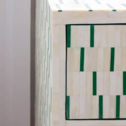 Graham and Green Zarina Green Stripe Bone Inlay Chest of Drawers - thumbnail 4