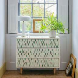 Graham and Green Zarina Green Stripe Bone Inlay Chest of Drawers - thumbnail 2