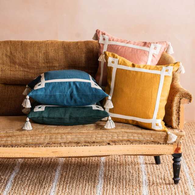 Graham and Green Giorgi Olive Linen Square Cushion - image 1