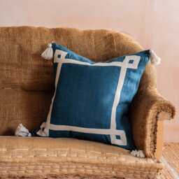 Graham and Green Giorgi Olive Linen Square Cushion - thumbnail 5