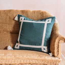 Graham and Green Giorgi Olive Linen Square Cushion - thumbnail 2