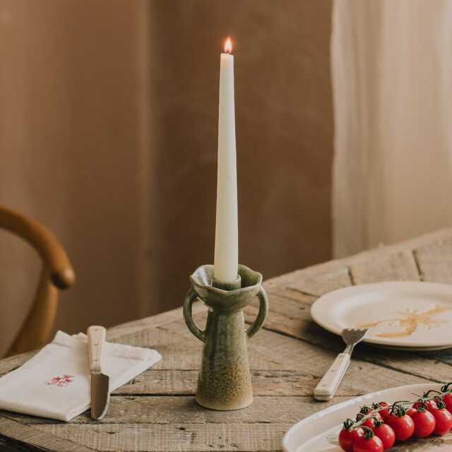 Graham and Green Green Handled Stoneware Candle Holder - image 1