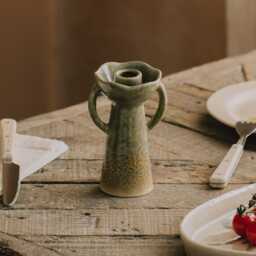 Graham and Green Green Handled Stoneware Candle Holder - thumbnail 2