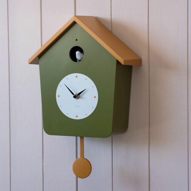Graham and Green Green and Ochre Cuckoo House Wall Clock - image 1