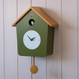 Graham and Green Green and Ochre Cuckoo House Wall Clock