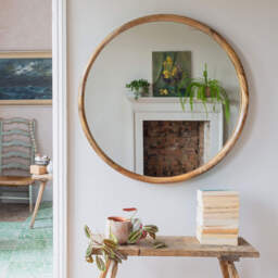 Graham and Green Walter Natural Wood Large Round Mirror - thumbnail 1