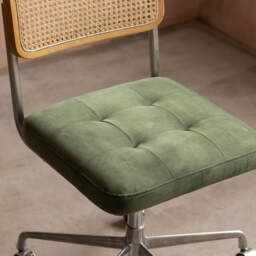 Graham and Green Bilbury Moss Green Velvet and Rattan Desk Chair - thumbnail 2