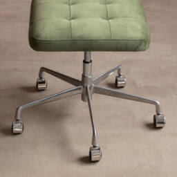 Graham and Green Bilbury Moss Green Velvet and Rattan Desk Chair - thumbnail 3