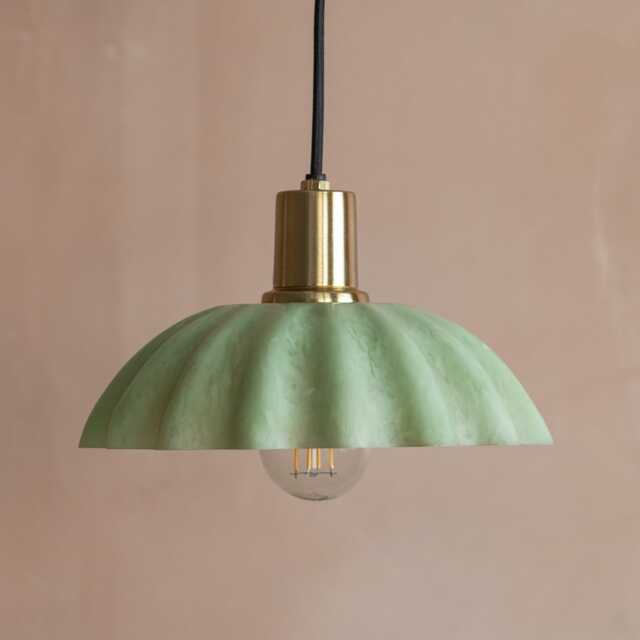 Graham and Green Green Fluted Ceiling Light - image 1