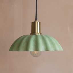 Graham and Green Green Fluted Ceiling Light