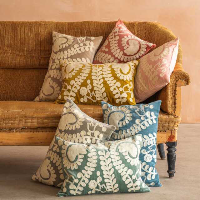 Graham and Green Lucia Pale Sage Velvet Rectangular Cushion - image 1