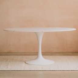 Graham and Green Oval White Marble Four Seater Dining Table - thumbnail 4