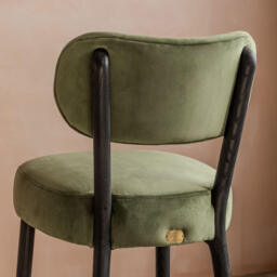 Graham and Green Rigby Moss Green Velvet Kitchen Stool with Black Legs - thumbnail 4