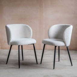Graham and Green Set of Two Benji Boucle Dining Chairs