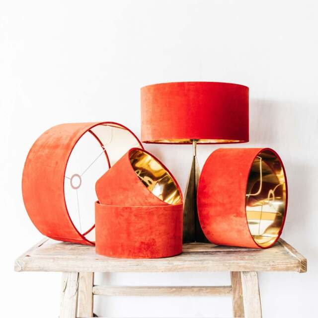 "Graham and Green Carnelian Velvet Lamp Shade 12""" - image 1