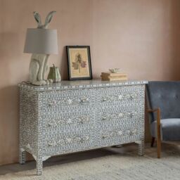 Graham and Green Classic Grey Mother of Pearl Small Double Chest of Drawers - thumbnail 2