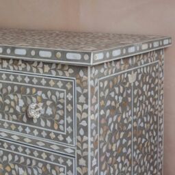 Graham and Green Classic Grey Mother of Pearl Small Double Chest of Drawers - thumbnail 5