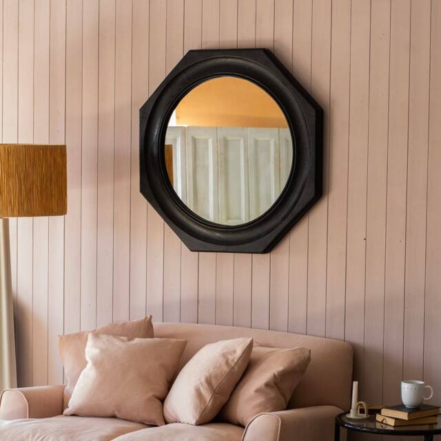 Graham and Green Octavia Small Black Wood Wall Mirror - image 1